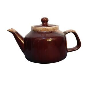 McCoy Pottery Brown Drip Ceramic Tea Pot With Lid Made in USA Vintage